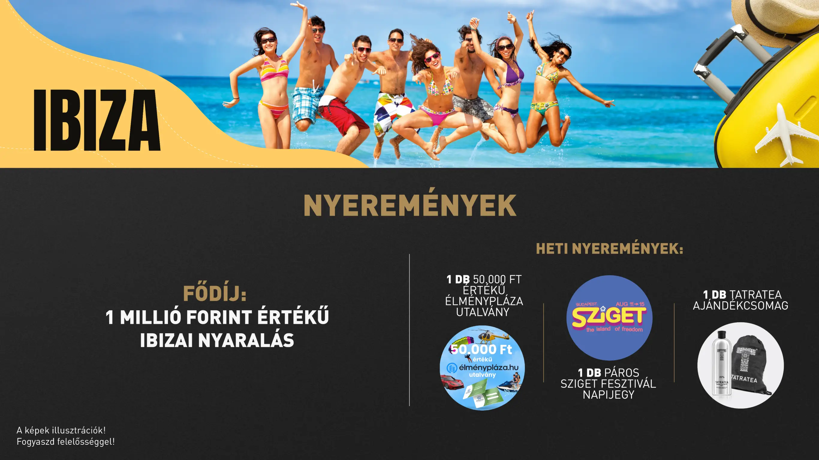 A promócióban megnyerhető nyeremények plakátképe.
