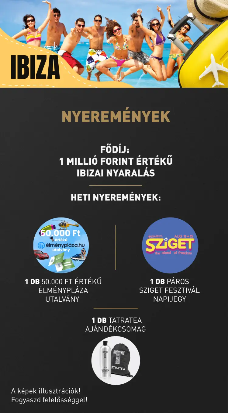 A promócióban megnyerhető nyeremények plakátképe.